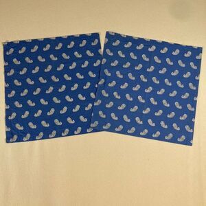 Williams Sonoma Paisley Floral Blue Yellow Set of 2 Cotton Napkins 20x20in